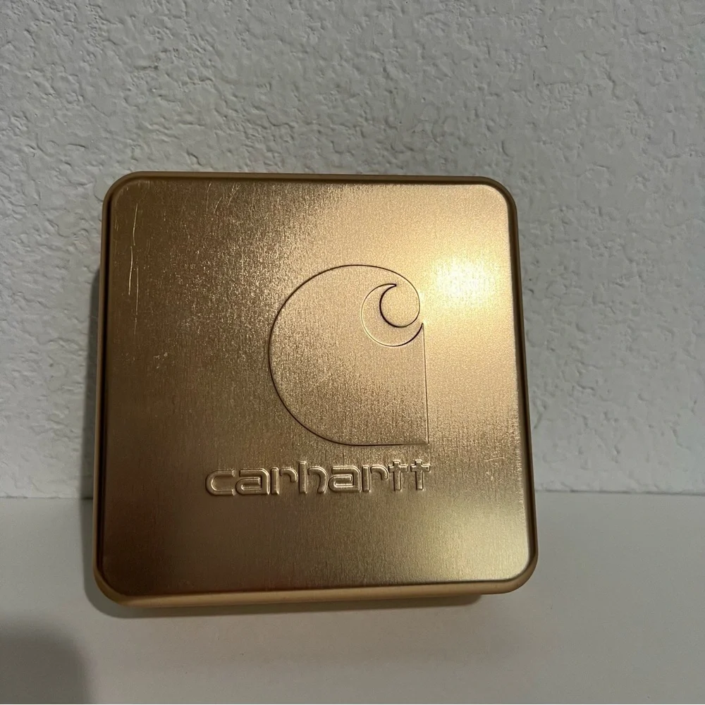 Carhartt Gold Metal Square Storage Tin 5